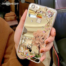Load image into Gallery viewer, For iphone 5S Case Diamond Rhinestone Mirror Phone Bag Back Cover For iPhone X 8 6 6S 7 Plus XR XS Max Ring Stand Finger Holder