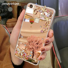 Load image into Gallery viewer, For iphone 5S Case Diamond Rhinestone Mirror Phone Bag Back Cover For iPhone X 8 6 6S 7 Plus XR XS Max Ring Stand Finger Holder