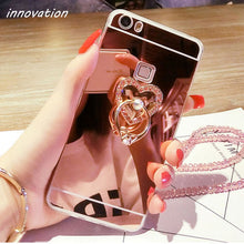 Load image into Gallery viewer, For iphone 5S Case Diamond Rhinestone Mirror Phone Bag Back Cover For iPhone X 8 6 6S 7 Plus XR XS Max Ring Stand Finger Holder
